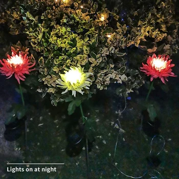 Veekindel Solar Powered Kunstlik Chrysanthemum LED Välibassein, Aed-Hoov Simulatsiooni Lille Muru Lamp Decor