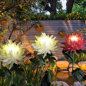 Veekindel Solar Powered Kunstlik Chrysanthemum LED Välibassein, Aed-Hoov Simulatsiooni Lille Muru Lamp Decor