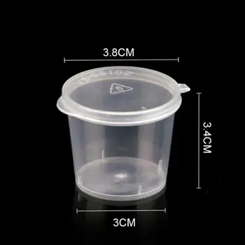 100 Tk 27ml Väikesed Ühekordsed Plastikust Tassi Kaste kaanega Köök Plastist Kaste Tassi Mahutid