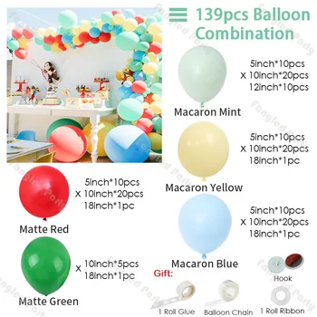 139 Matt Punane Roheline Õhupall Vanik Macaron Mint Kollane Sinine Baby Shower Õhupallid Arch Sünnipäeva Soolise Paljastada Teenetemärgid