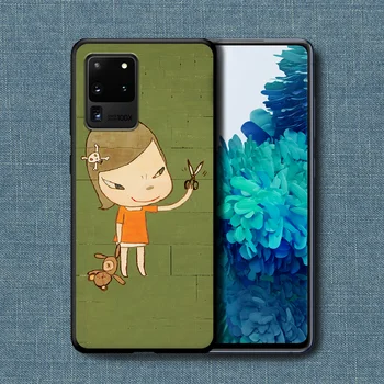 Art Tüdruk Yoshitomo Leib Telefon Case For Samsung Galaxy Note S 8 9 10 20 Pluss E Lite Uitra must Hoesjes Maali Coque Pehme Kest