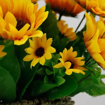 Kunstlik Päevalill 7 Kahvlid Simulatsiooni Lilled Kodu Kaunistamiseks Sisustus DIY Silk Kunstlik Väike Hunnik Võltsitud Lilled