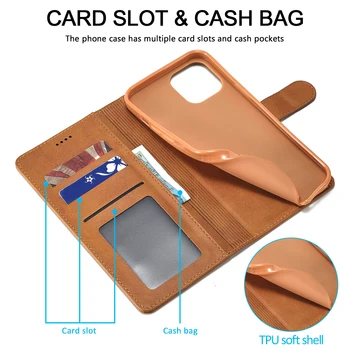 Nahast Rahakott Case for iPhone 12 Pro Max Mini 11 XS-XR-X SE 2020 8 7 6 6s Pluss 5S 5 Luksus luuk Coque Card Slots Magnet