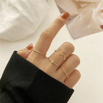 Modyle Uus Lihtne Mood Laine Muster Sõrmus Komplekt Naistele Trend Zirocn Metallist Mitmekihilised Ringi Ehted Tüdruk Kingitus