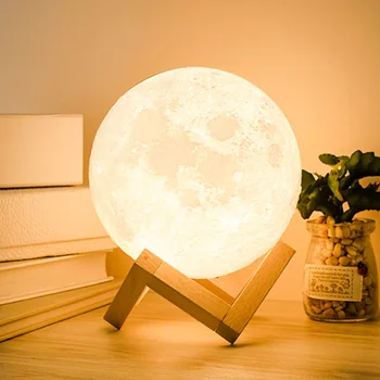 3D Print LED Night Light Magamistuba Deco Kuu Lamp Moonlight Taaslaadida Serveri Värvi Muuta Laste Tuled Väljavalitu Kingitus