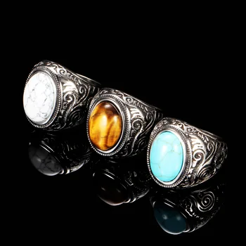 316L Kunagi Fade Hulgi-Retro ehted titaan terasest inkrusteeritud kolm värvi, onyx ring meeste võimutsev Opal rõngas