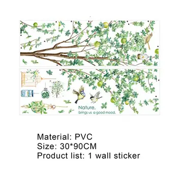 Eemaldatav seina Kleebis Puu, Lind Muster PVC Roheline Decal Kodu Kaunistamiseks Kodu дзеркальні стікери