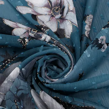 Pehme Sinise Ploomi Muster Pruunistavate Trükitud Sifonki Tülli Kangast Pulm Kleit, mida Meeter,Laius 150cm
