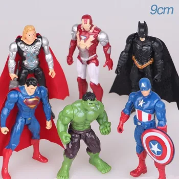 6tk/set Batman Kapten Ameerika Hulk Iron Man PVC Tegevus Joonis Marvel Avenger Super Kangelane Mudel Mänguasjad, Lapsed Kingitusi