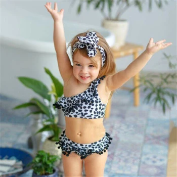 Teise lapse-Lapsed Tüdrukud Leopard Printida Ujumisriided, Bikiinid 2019 Tankini Set Suvel Tutt Beachwear Ujumistrikoo Laps on Väljas Beach varjata