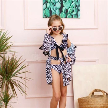 Teise lapse-Lapsed Tüdrukud Leopard Printida Ujumisriided, Bikiinid 2019 Tankini Set Suvel Tutt Beachwear Ujumistrikoo Laps on Väljas Beach varjata