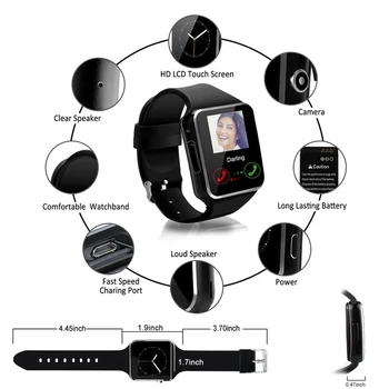 X6 Kaardus Ekraan Smart Watch Mehed Kaardi Internet Bluetooth Kaamera Telefoni Vaata Fitness Tracker Naine Olge Android, IOS Kellad
