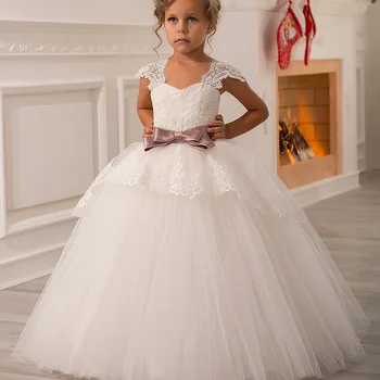 Tüdruk Õhtu Poole Kleit 2021 Suvel Lapsed Lille Tikandid Elegantne Varrukateta Pulm Kleidid Tüdrukute Printsess Kleit