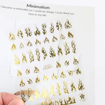 1tk 3D Holograafiline Tulekahju Leek Küünte Kleebised Liugurit, Kuld, Must Uus Aasta Maniküür Kleebised DIY Nail Art Kaunistused Decor Tööriist