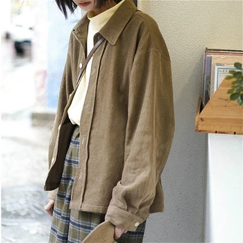 Põhilised Joped Naistele, Armas Jaapan Stiil Lihtne Velvetist Stiilne Preppy Outwear Tüdrukute Ühe Karavan Kevadel Harajuku Tänava Daam Top
