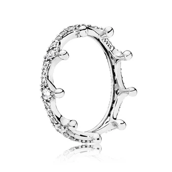 925 Sterling Silver Ring 1:1 Golden Rose Nõiutud Crown Allkiri Südamed Ajatu Zig Zag Femal Ringi DIY Pandora Ehted