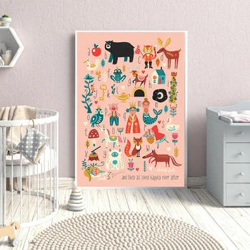 Boho Lasteaed ABC-Tähestik Plakat Seina Art Lõuend Maali Prindi Mängutuba Pilte Loomade Beebi Tüdrukud Kingitus Lastele Ruumi Kaunistamiseks