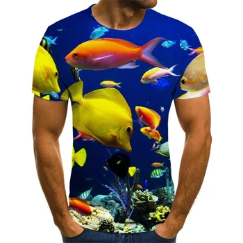 2021 uued meeste vabaaja 3D trükitud T-särk huvitav kala prindi meeste ja naiste T-särk hip-hop vabaaja trükitud T-särk top