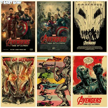 Marvel superhero seeria filmi Avengers: Vanus Ultron Iron Man Kapten Ameerika Thor Retro Art Seina Kleebis Jõupaber Plakat