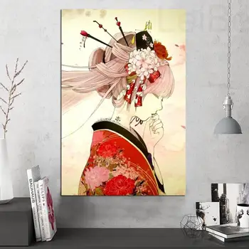 Kaasaegne Jaapani Geisha Girl, Kunst, Plakat, Armas Tüdruk Portree Lõuendile Maali Seina Pilt Home Decor Tüdrukud Magamistuba Frameless Seinamaaling