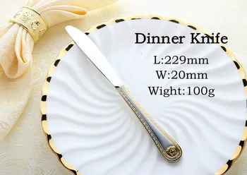 Kõrge Kvaliteediga lääne-vintage gold pinnatud dinnerware õhtusöök kahvel nuga komplekt kuldne söögiriistade komplekt roostevabast terasest graveerimine lauanõud