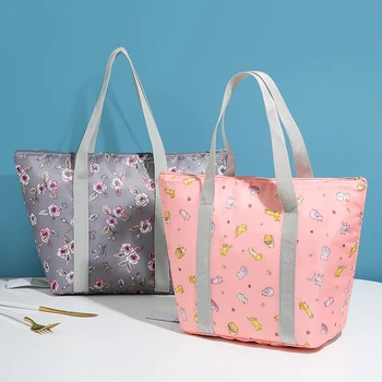Flower Print Lunch Bag Naiste Kõrge Kvaliteediga Kaasaskantavad Cooler Kotid Käe Veekindel Piknik Reisi Hommikusöök Toidu Kasti Kids Pack Uus