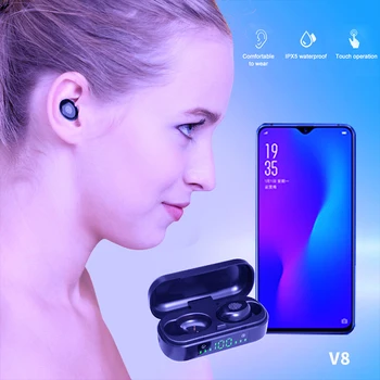 KNUPATH V8 TWS Traadita Kõrvaklapid Bluetooth-5.0 9D Bass Stereo Veekindel Earbuds Handsfree Mikrofoniga Peakomplekti Laadimine