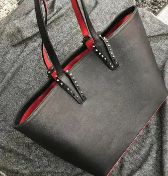 Uusim Must nahast Naiste Käekotid Mood Needid Naastrehvid Daamid Kott Raja Fashion Bags