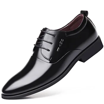 Äri meeste kingad ilma pits üles tõsta kohta kingad sile nahk äri kleit härrasmeeste pikad vabaaja jalatsid