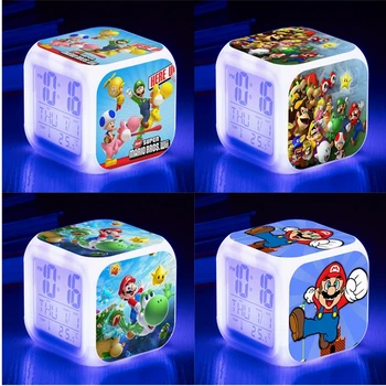 Koomiks Super Mario LED Kell Bros Laste Tegevus Arvandmed Mänguasjad Värviline Digitaalne Alarm Led Kell Töölaua Kaunistus Lapsed