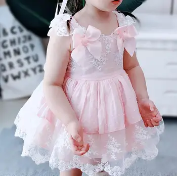 Laste Boutique Riided Väikesed Tüdrukud Hispaania Roosa Pits Kleidid Beebi Tüdruk Hispaania Lolita Frocks Imiku Suve Kleit Ristimiseks