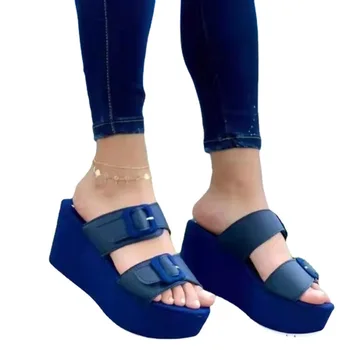 Naiste Platvorm Sandaalid 2021 Rand Kingad Suvel Avatud Varvas Kiilud Kinga Multi-Värv Kollane Paksu Põhjaga Ainus Sandaalid Pluss Suurus 35-43