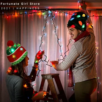 Uue Jõulud Täiskasvanud Laps kudumise LED Light-up Jõulud Lõbusad Mütsid Xmas Santa Hat Tuled Vilkuma Mütsid Laste Müts Xmas Kingitus