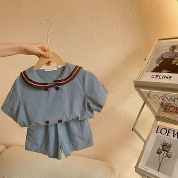 Boutique laste ülikond 2021 suvel uute toodete poisid ja tüdrukud Briti stiilis vend sobiks beebi õpilane kaks rõivakomplekti