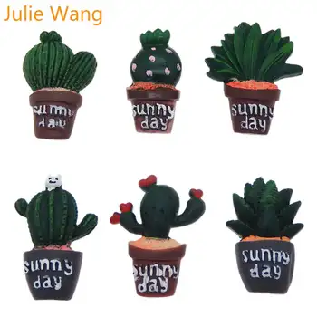 Julie Wang 6TK Vaik Cactus Flatback Roheline potitaimed kivi ümber Võlusid Päikesepaistelisel Päeval Ripats Ehted Tegemise Aksessuaar Telefon Decor