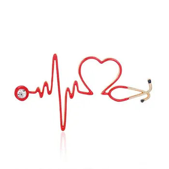 2020. Aasta Uus Punase Südame Löögisageduse Prossid Emailiga Elektrokardiogrammi Haigla, Sõle Rinnamikrofon Pin-Ehted Kingitus Sõbrale Arst, Õde