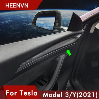 Tesla Mudel 3 Mudel Y 2021 Carbon Fiber Auto Sisemise Ukse Garneering Ukse Sisekujundus Teenetemärgi Stiil Teenetemärgi AccesseryTrim Teenetemärgi