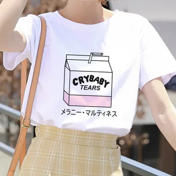Naiste 2021 uus Suvi Harajuku Armas Kawaii Roosa Vabaaja Tumblr Riided Fashion print T-särk Cartoon Virsik Japanses valge T-särk