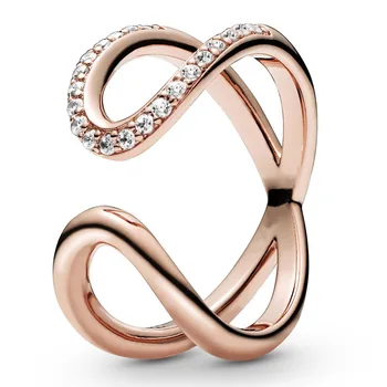 Autentne 925 Sterling Silver Ring Roos On Pakitud Avatud Infinity Igavese Armastuse Ring Naiste Pulmapidu Mood Ehteid