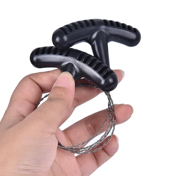 Outdoor Camping Hiking Pocket Saw Travel Emergency Survive Tool Stainless Steel Wire Kits with Finger Handle for Cutting
