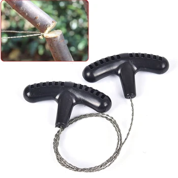 Outdoor Camping Hiking Pocket Saw Travel Emergency Survive Tool Stainless Steel Wire Kits with Finger Handle for Cutting
