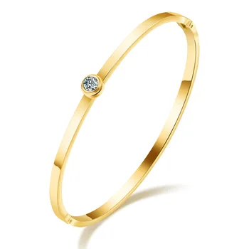 TT-24 korea fashion lihtne ühe teemant käevõru roostevabast terasest kroomitud roosa kuld teemant käevõru naistele
