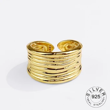 925 Sterling Hõbe Rõngad, Naised Lai Gold Vintage Pulm Trendikas Ehteid Suur Reguleeritav Antiikmööbel Rõngad Anillos