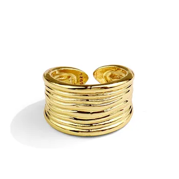 925 Sterling Hõbe Rõngad, Naised Lai Gold Vintage Pulm Trendikas Ehteid Suur Reguleeritav Antiikmööbel Rõngad Anillos