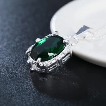 Võlusid pulm Roheline kristall hõbeda värvi naiste kaelakee ehted hõbe ehted fashion armas ripats kaelakee LN017