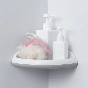 Punch-tasuta Vannituba Nurka Seinale paigaldatud Kanalisatsioon Hammas Wc Šampoon, dušigeel Bathware Kolmnurkne Hammas Omanik