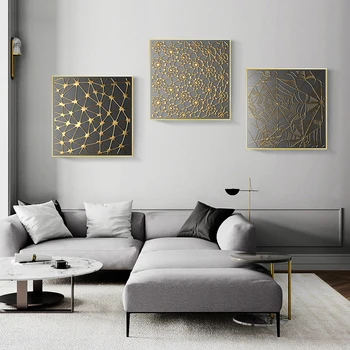 Luksus Seina Art Kaasaegse Põhjamaade Abstraktse Line Plakatid Geomeetriline Kuld Lõuendile Maali Kaasaegne Pilte Magamistuba, elutuba, Tuba Decor