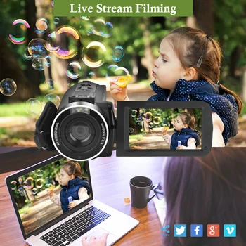 4K Video Kaamera Vlogging Videokaamera 48MP Veebikaamera YouTube Facebook WiFi IR Valgus