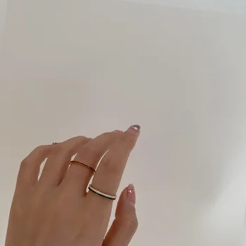 Uus Naiste Titaan Terasest Tilkuva Õli Metallist Rõngas Kulla Värvi Minimalistlik Elegantne sõrmustes Naiste Mood Pool Ehted