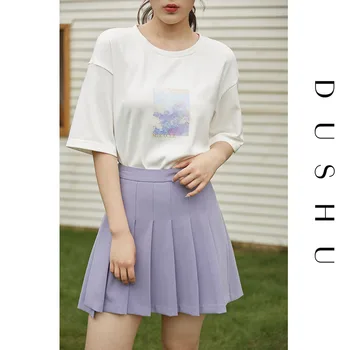 DUSHU Pluss suurus prindi liiga must T-särk Naiste lühikesed varrukad vintage suvel valge top tee Vabaaja streetwear naiste t-särk